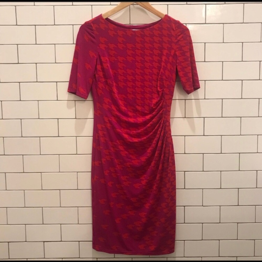 Bold houndstooth print dress